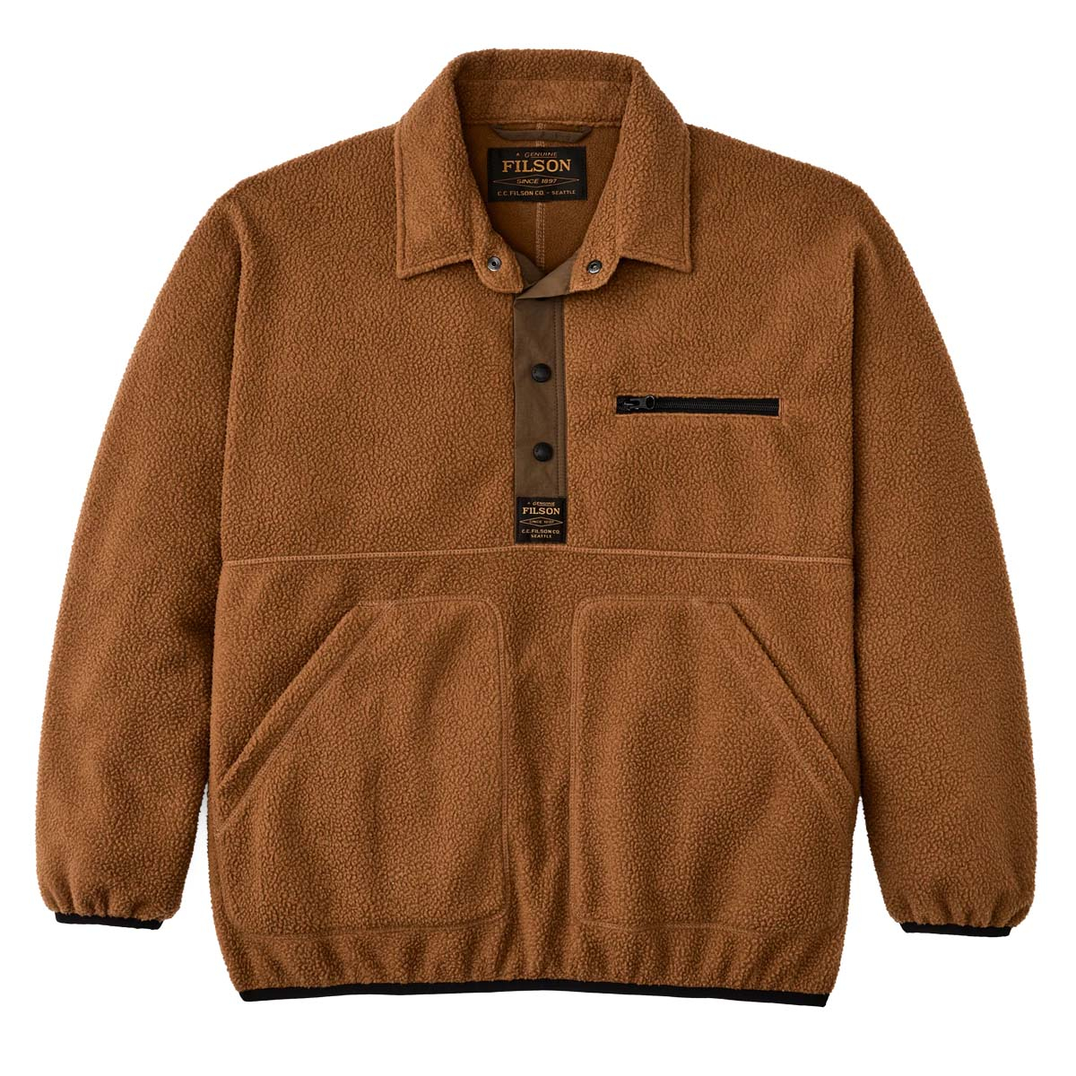 Filson Pile Fleece Pullover Whiskey, Warme, leichte & schnell trocknende Outdoor-Schicht