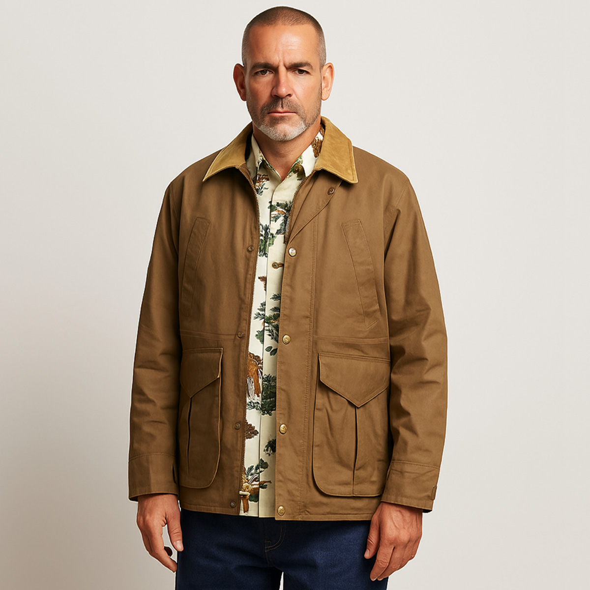 Filson Ranger Field Jacket Dark Beige, eine atmungsaktive, gewachste Jacke für Arbeiten im Freien bei warmem Wetter.