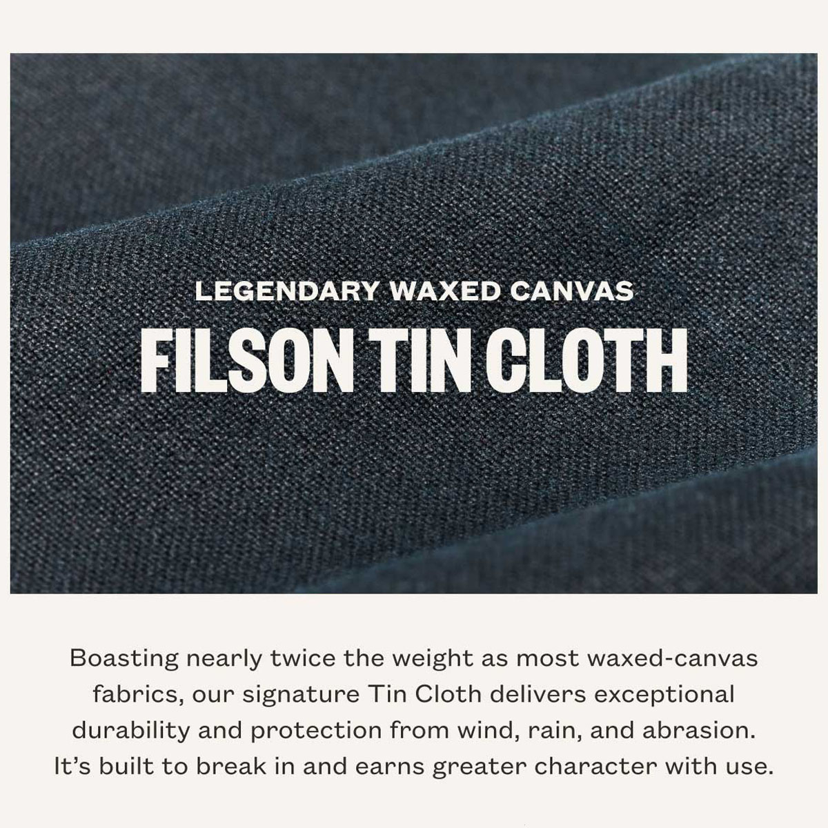 Filson Tin Cloth Short Lined Cruiser Jacket Service Blue, aus dem legendären superstarken, leichten und ölimprägnierten 14-oz. Tin Cloth Canvas gefertigt