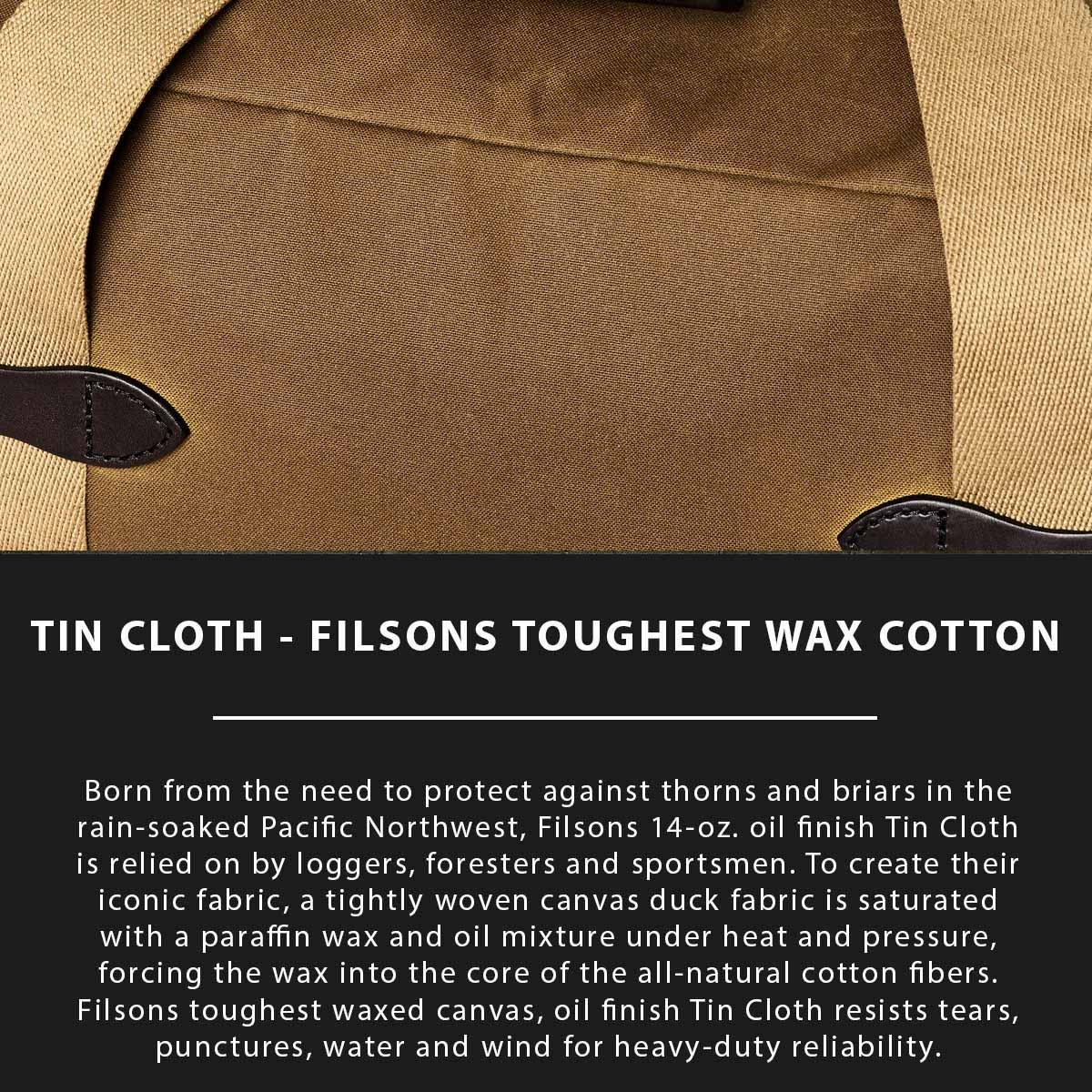 Filson Tin Cloth Small Duffle Bag Dark Tan, Tin Cloth Erklärt