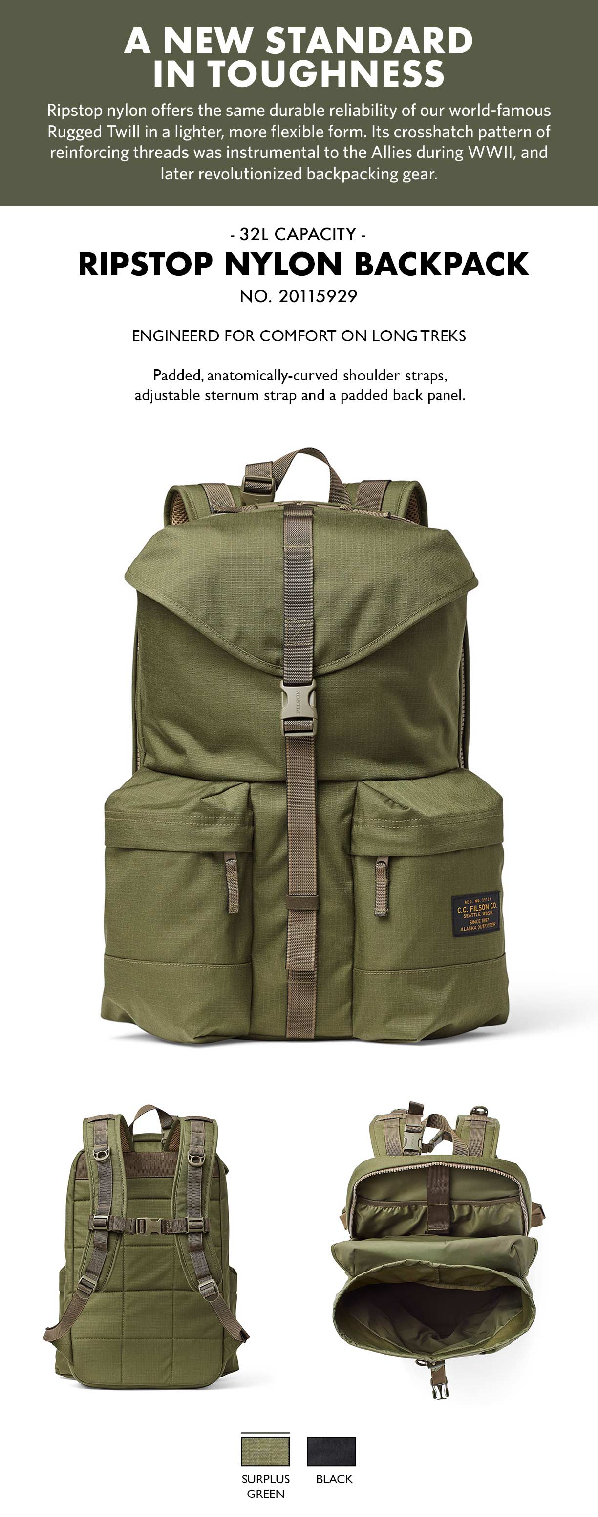 Filson Ripstop Backpack Surplus Green Produkt-informationen