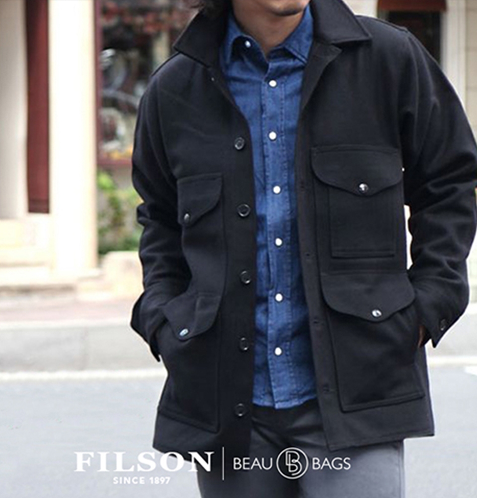 Filson Mackinaw Wool Cruiser Jacket Dark Navy, für Komfort, natürliche Wasserabweisung und isolierende Wärme bei jedem Wetter