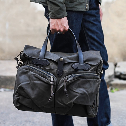 Filson 24-Hour Tin Cloth Briefcase Otter Green, diese tolle Tasche ist der perfekte Geschäftspartner auf Reisen