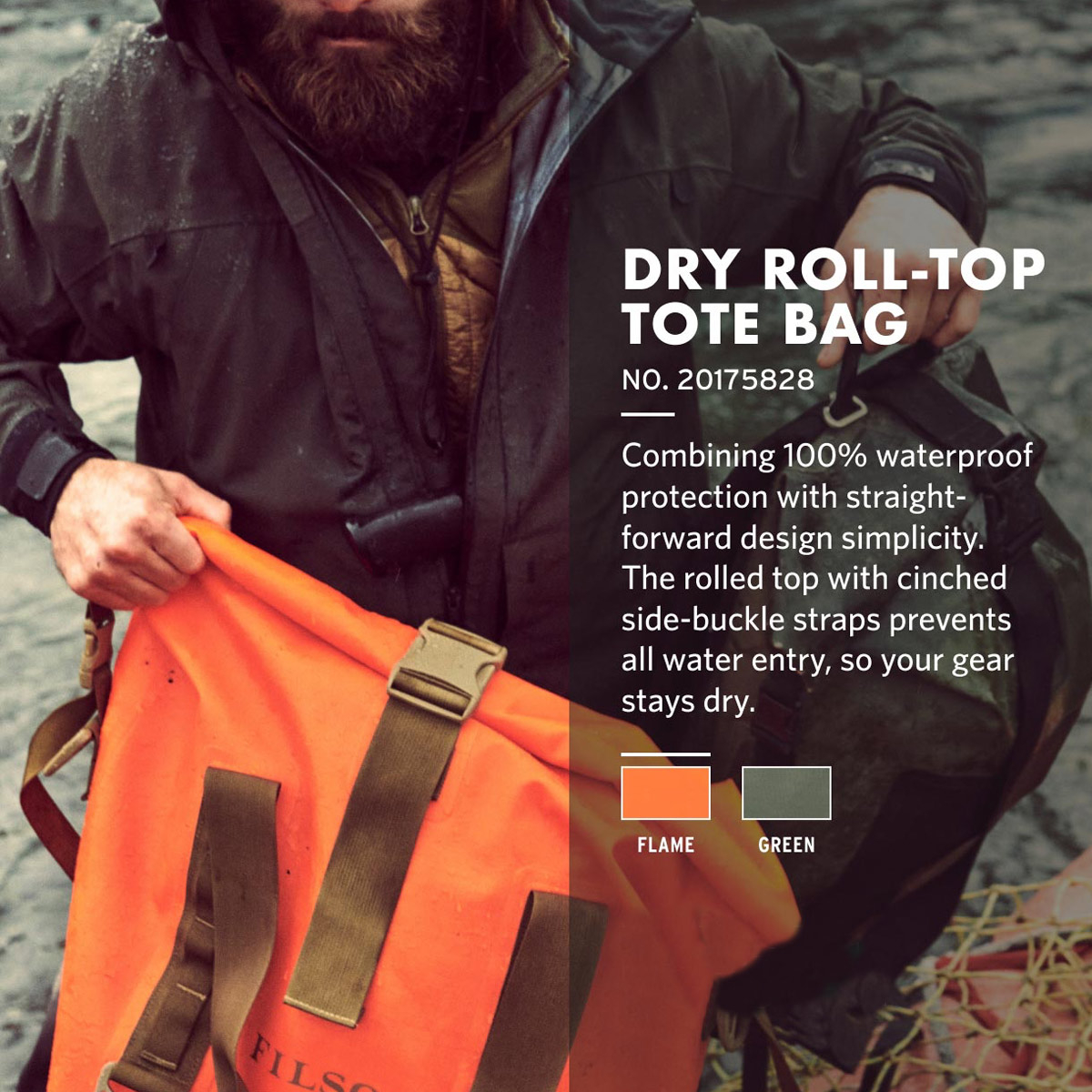 Filson Dry Roll-Top Tote Bag mit wasserdichtem Schutz