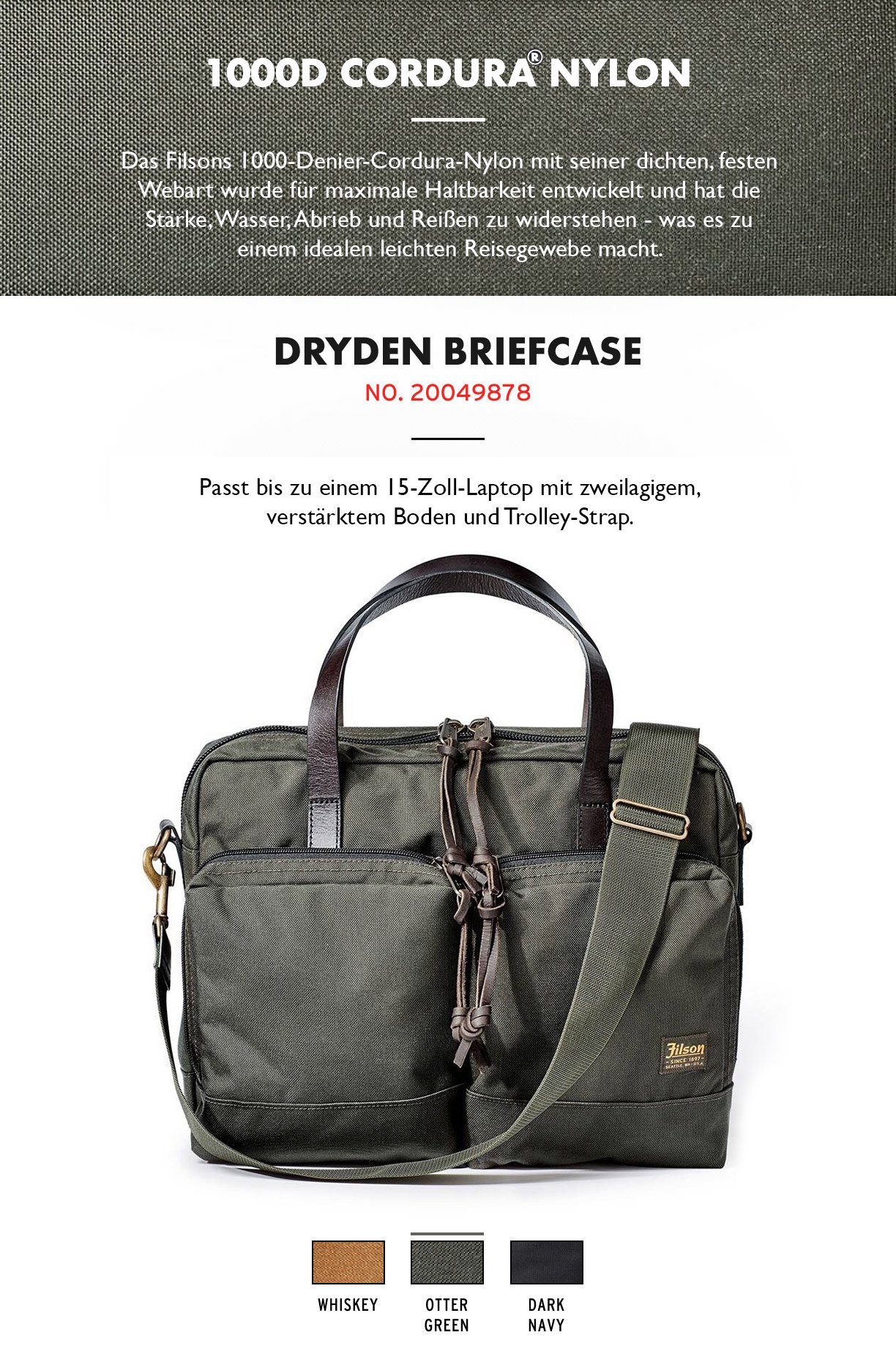 Filson Dryden Briefcase Otter Green Produktinformationen