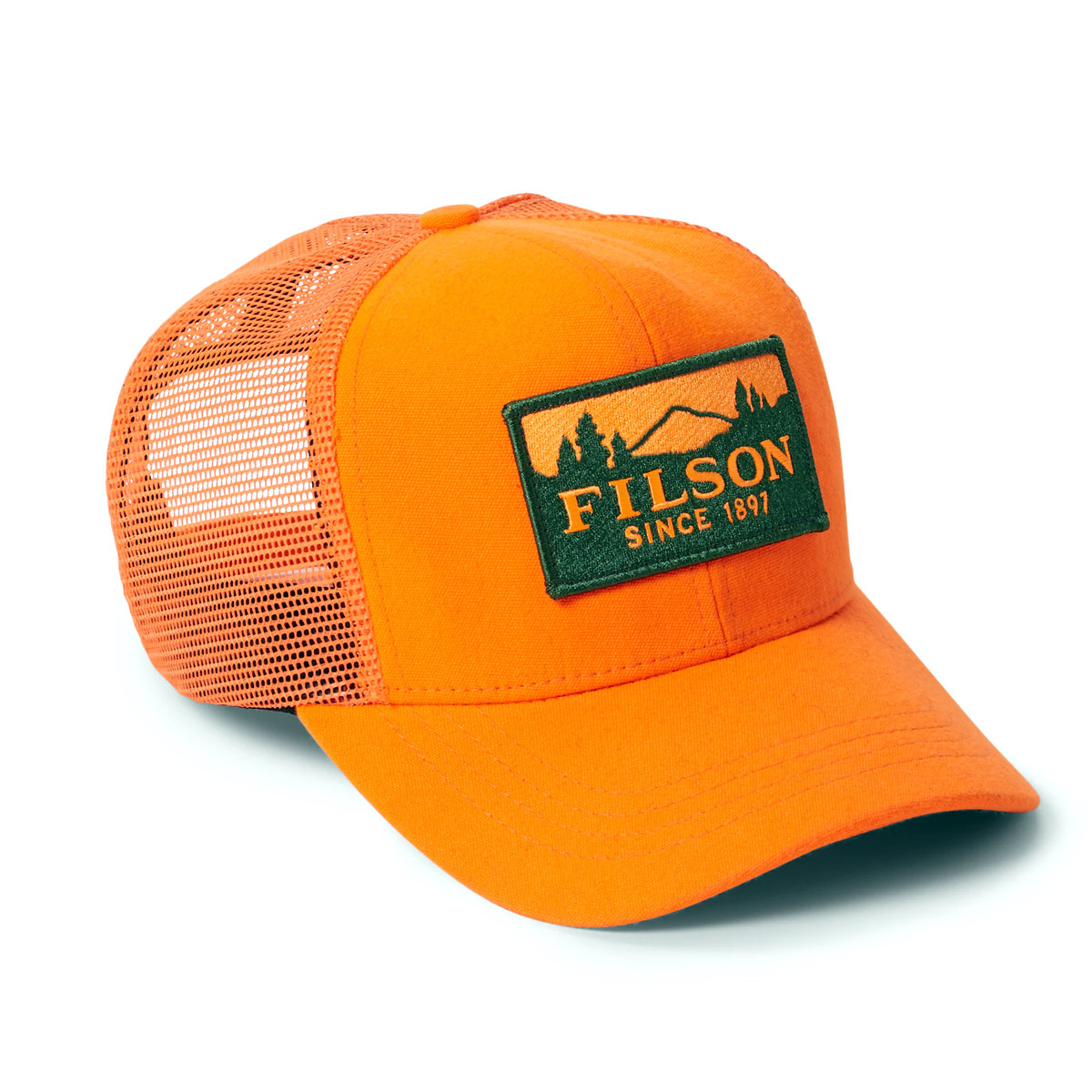 Filson Logger Mesh Cap 11030237-Blaze-Orange, strapazierfähige Kappe aus ikonischem, wasserabweisendem Tin Cloth