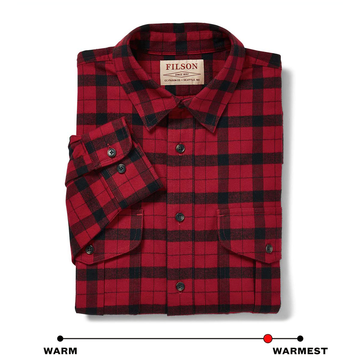 Filson Alaskan Guide Shirt Red Black, bietet unübertroffenen Komfort und Haltbarkeit, Saison für Saison