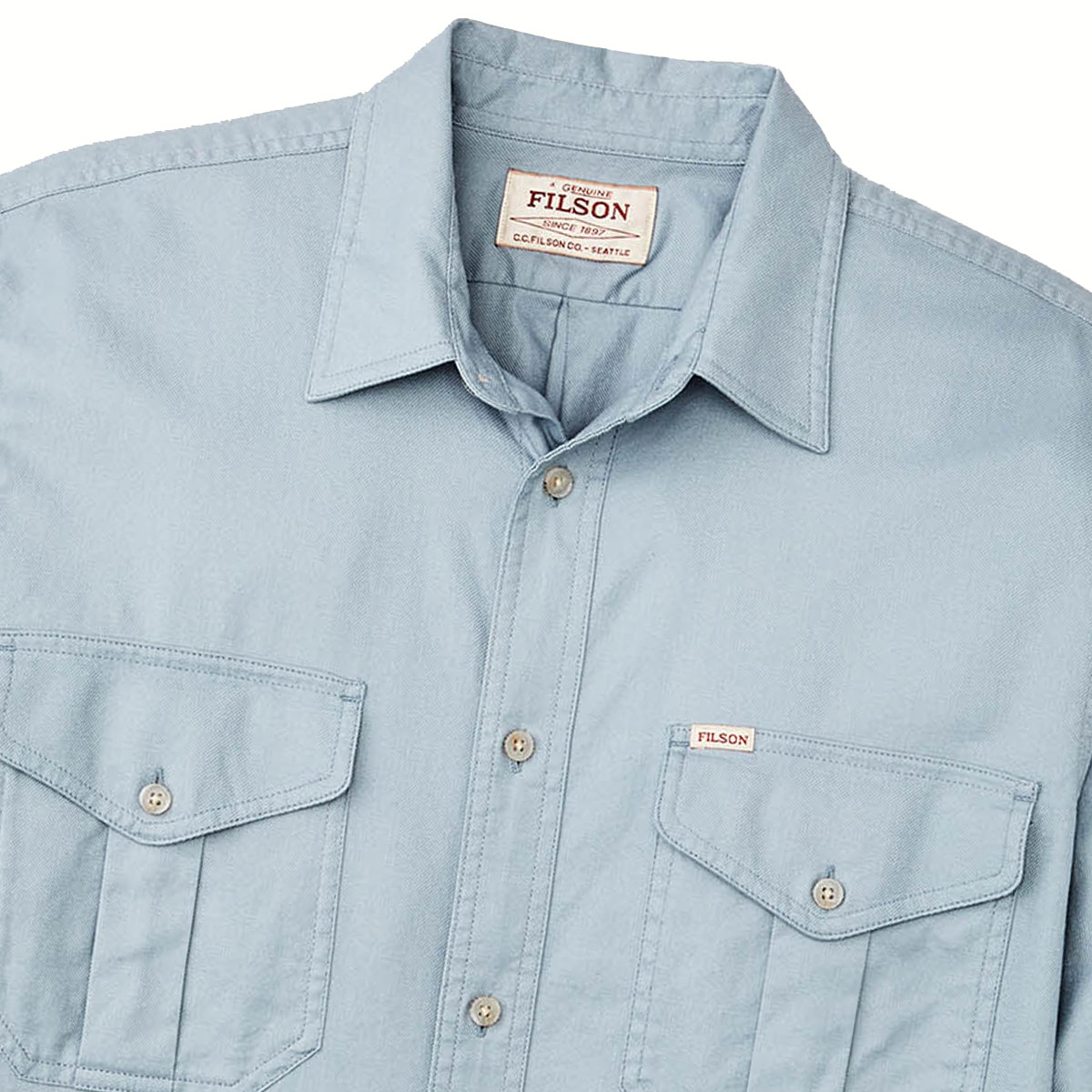 Filson Lightweight Alaskan Guide Shirt Dust Blue, Shirt, geschnitten für Beweglichkeit an den Schultern