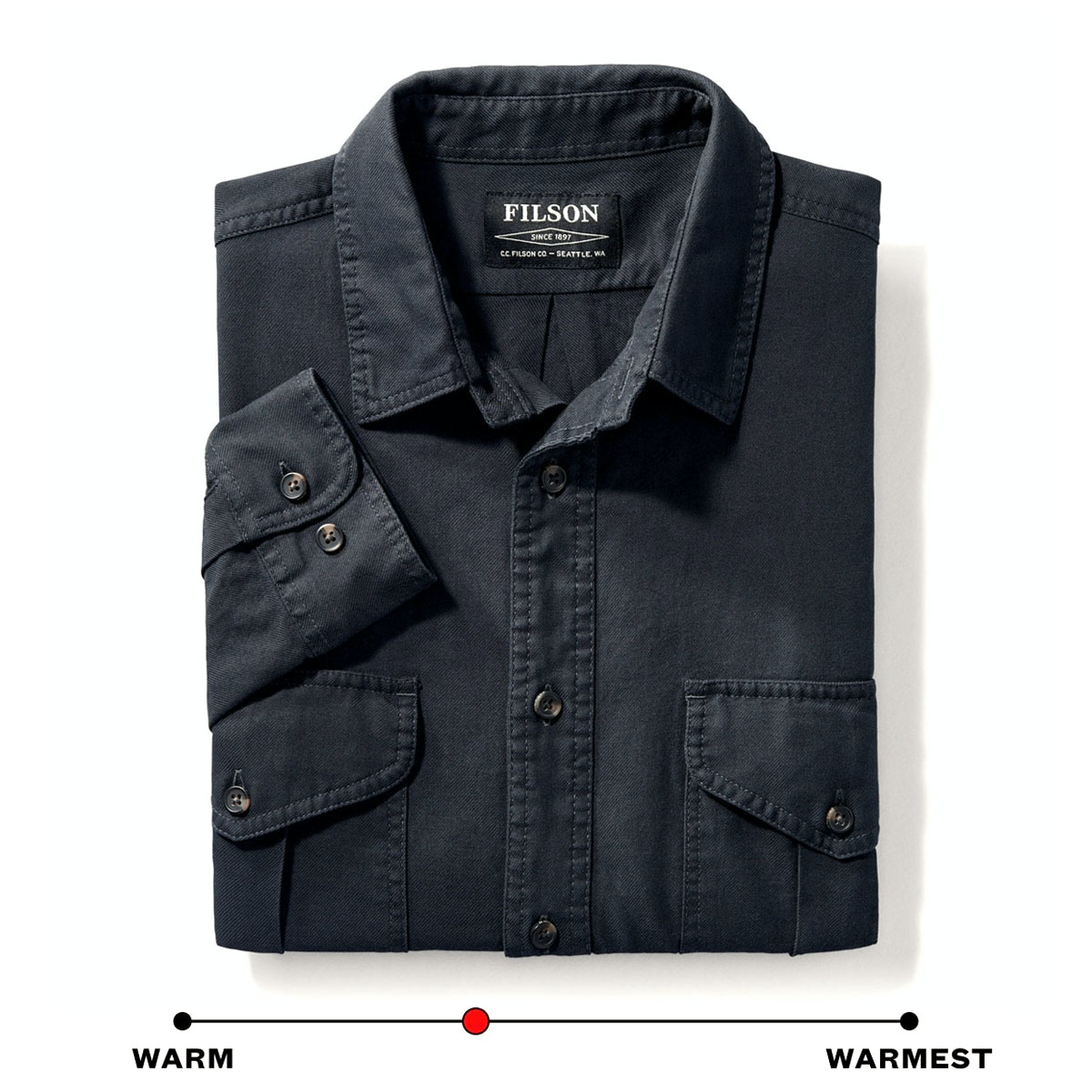 Filson Lightweight Alaskan Guide Shirt Midnight Navy, Shirt, geschnitten für Beweglichkeit an den Schultern