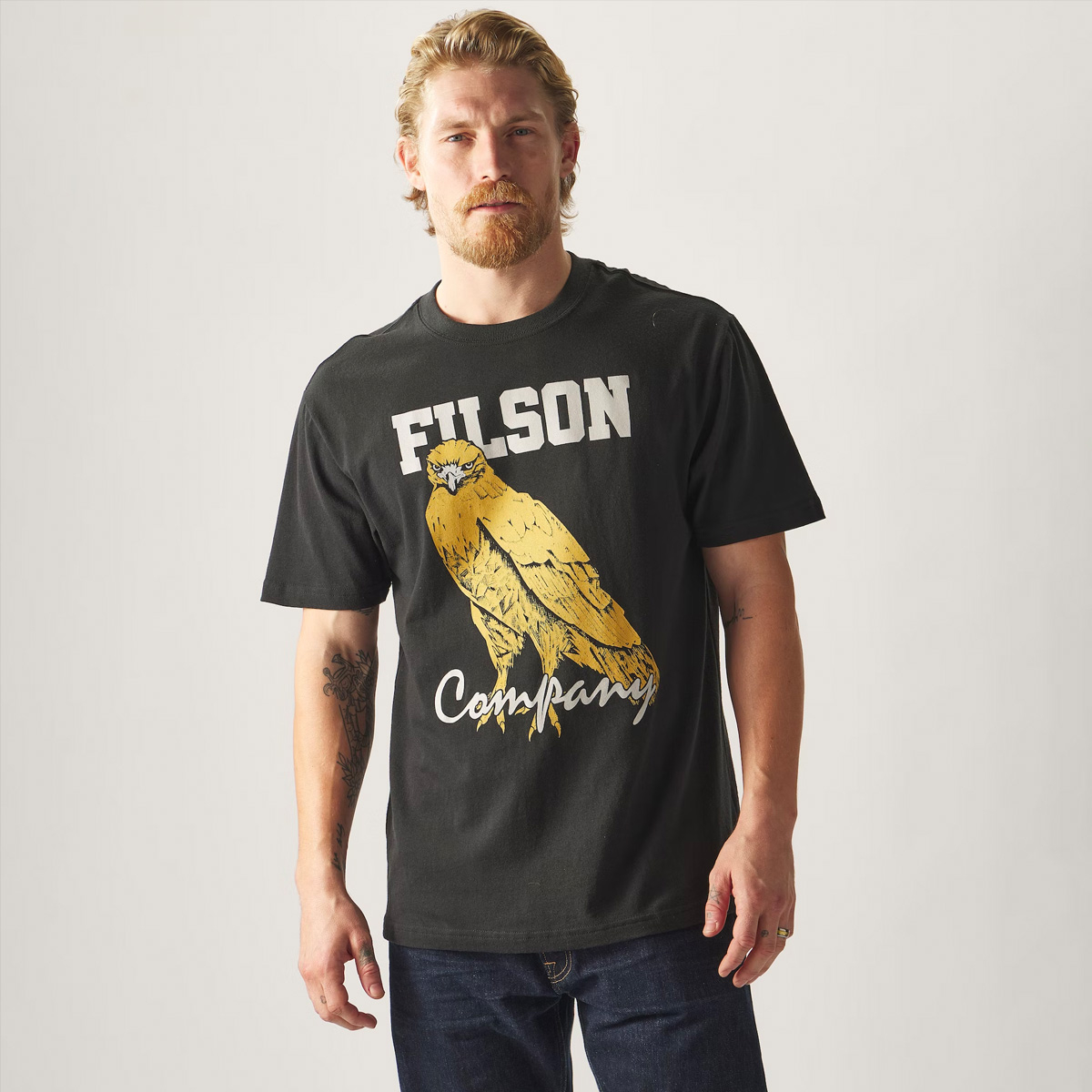 Filson Pioneer Graphic T-Shirt Black/Bird of Grey, Hergestellt aus 100% Baumwolle mit Textur, Struktur und angenehmem Tragegefühl