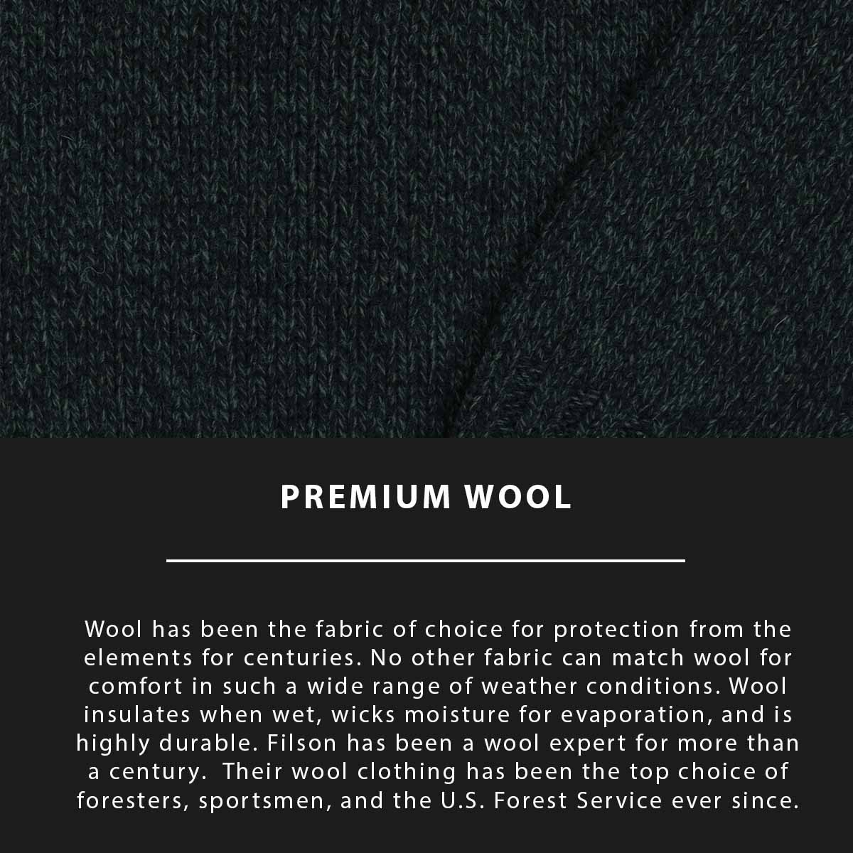 Filson Irish Wool 5 Gauge Sweater Blue/Green Melange, wird in Italien aus 100% Wolle hergestellt