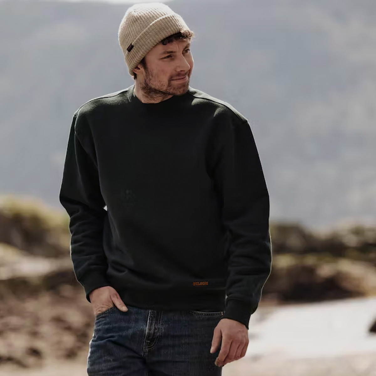 Filson Prospector Crewneck Sweatshirt Faded Black, ein warmer Pullover mit Rundhalsausschnitt für kühle Tage und Abende