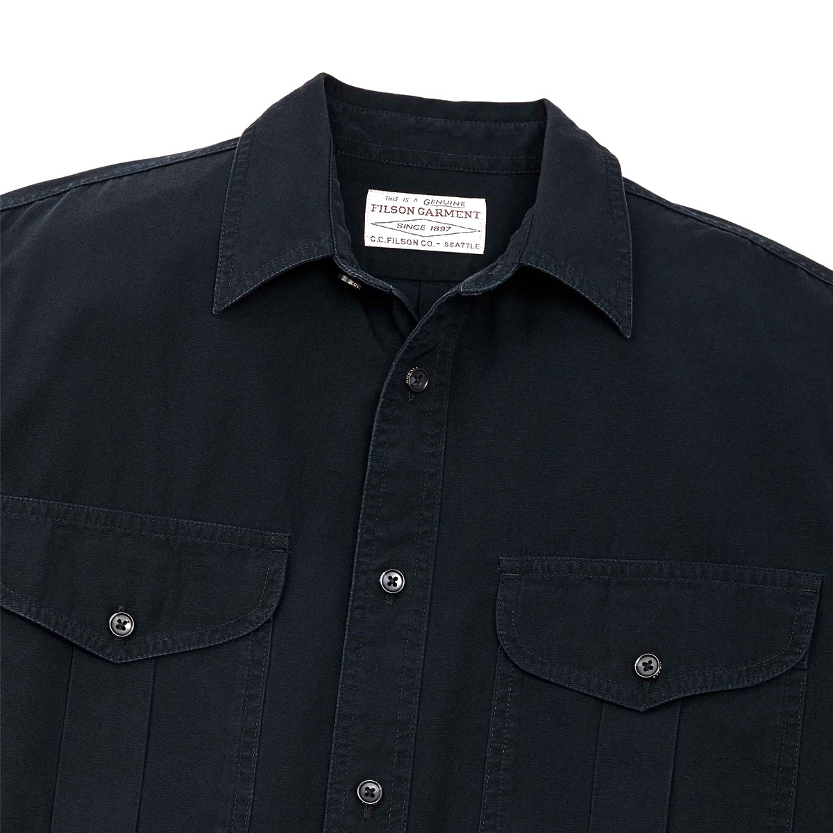 Filson Safari Cloth Guide Shirt Anthracite, Strapazierfähiges, dicht gewebtes Hemd für die Arbeit oder den Einsatz im Freien