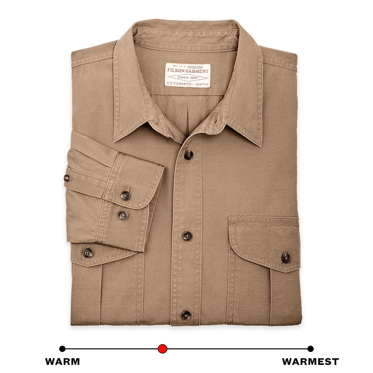 Filson Safari Cloth Guide Shirt Khaki, warm-warmest