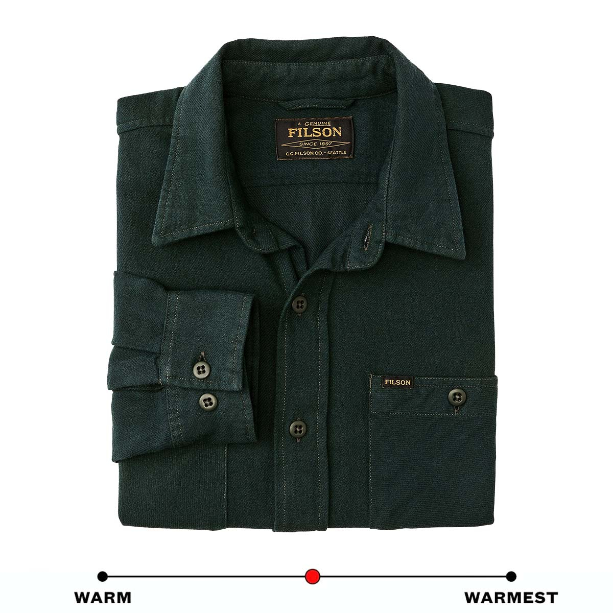 Filson The Rangeland Flannel Shirt Forest Green, warm-warmest