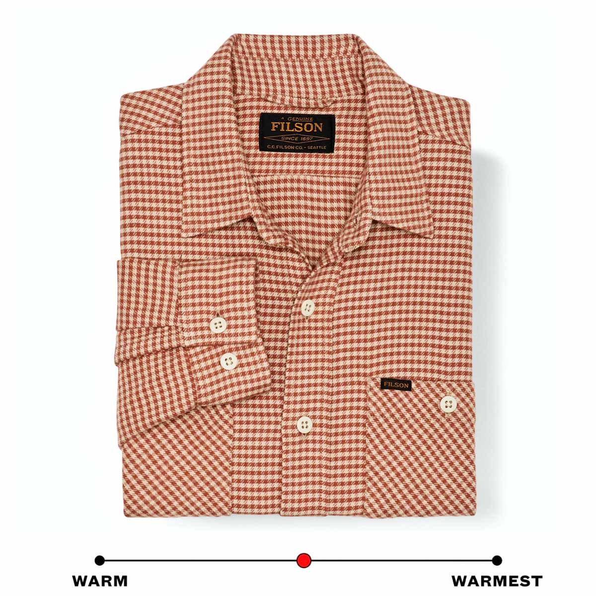 Filson The Rangeland Flannel Shirt Salmon/Oat Houndstooth, warm-warmest