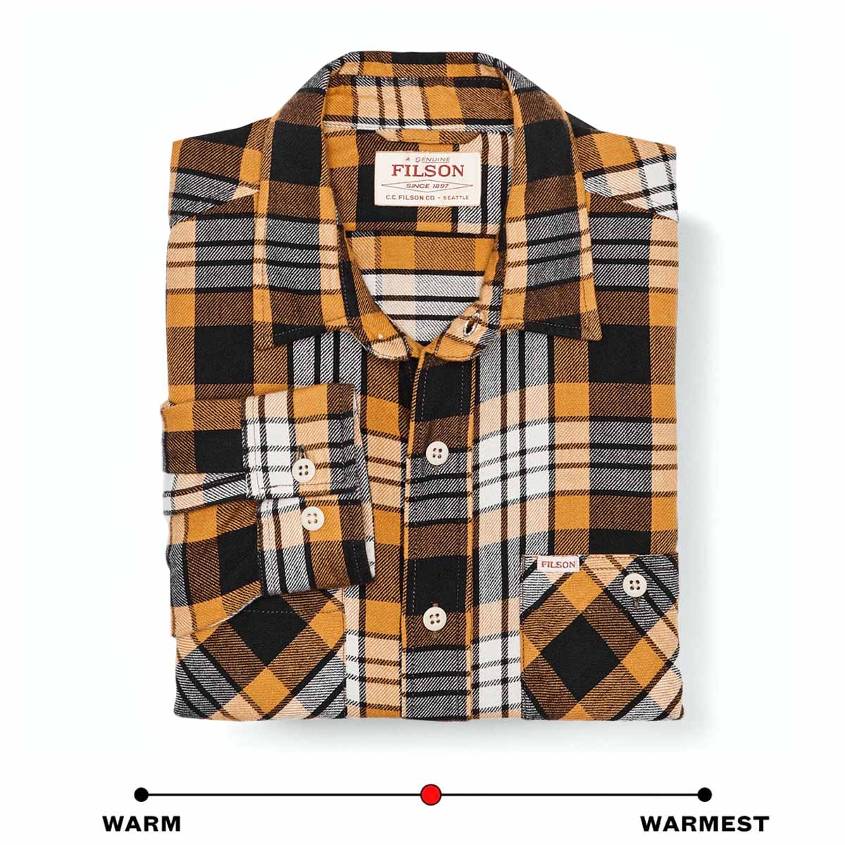 Filson The Rangeland Flannel Shirt Yellow/Faded Black Plaid, warm-warmest