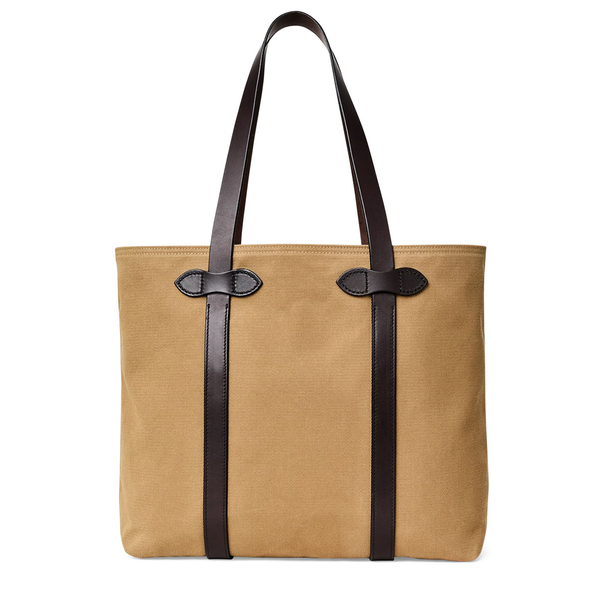 Filson Rugged Twill Large Open Tote Bag Tan, klassisch aussehende Einkaufstasche, die für einfachen Zugriff beim Einkaufen entworfen wurde