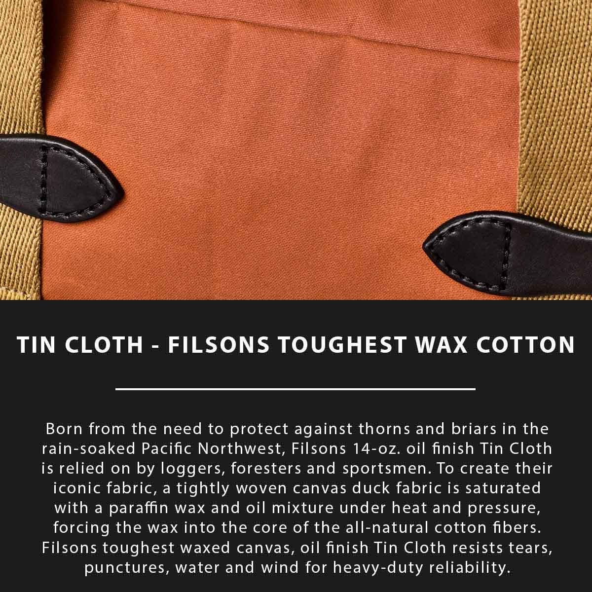 Filson Tin Cloth Tote Bag with Zipper Rust, Tin Cloth Erklärt