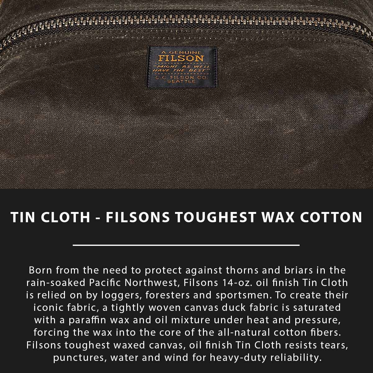 Filson Tin Cloth Travel Kit Otter Green, Tin Cloth Erklärt