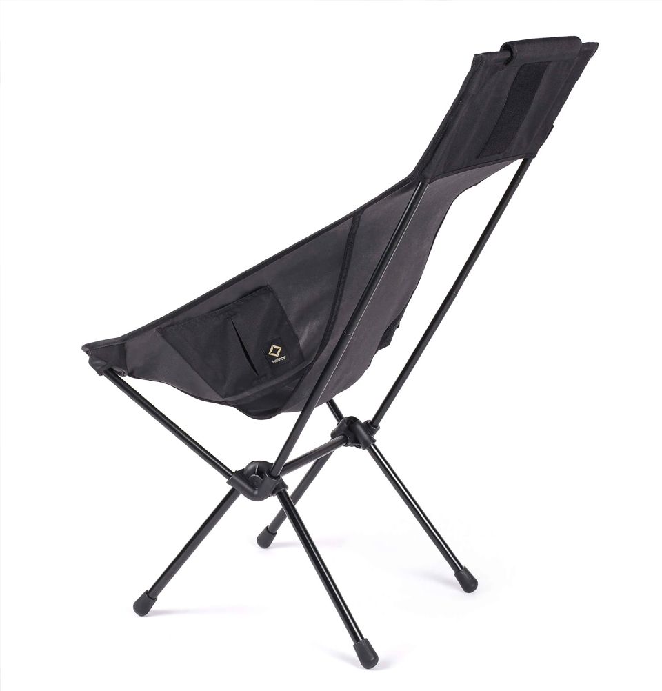 Helinox Tactical Sunset Chair Black, tragbarer, leichter Stuhl mit höherer Rückenlehne und längeren Sitzbeinen