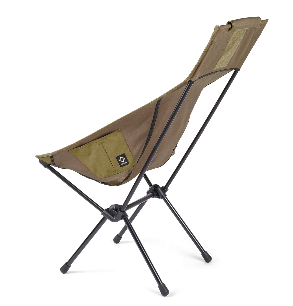 Helinox Tactical Sunset Chair Coyote Tan, tragbarer, leichter Stuhl mit höherer Rückenlehne und längeren Sitzbeinen