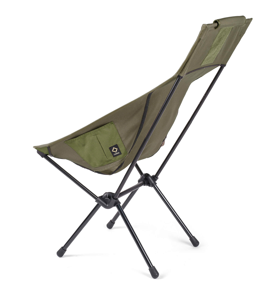 Helinox Tactical Sunset Chair Military Olive, tragbarer, leichter Stuhl mit höherer Rückenlehne und längeren Sitzbeinen