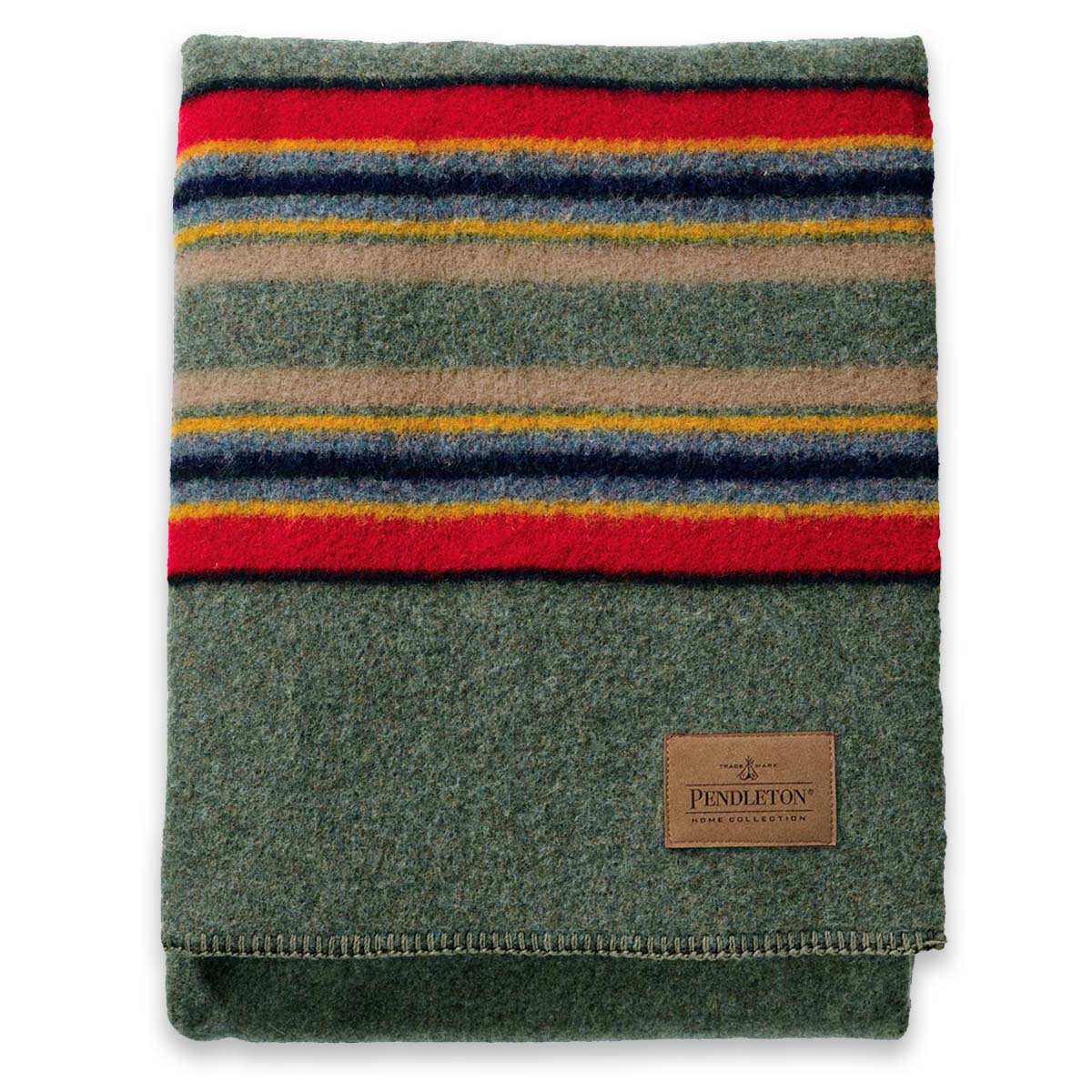Pendleton Yakima Camp Blanket Throw Green Heather, Tolle Decke aus weicher Wolle für das Sofa, den Sessel oder das Fußende des Bettes.