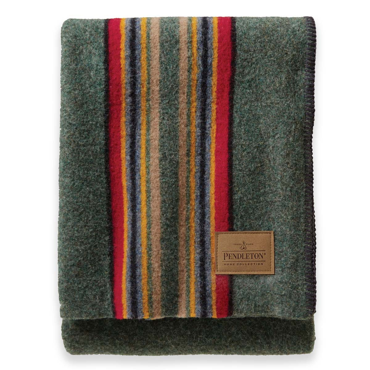 Pendleton Yakima Camp Blanket Throw Green Heather, Tolle Decke aus weicher Wolle für das Sofa, den Sessel oder das Fußende des Bettes.