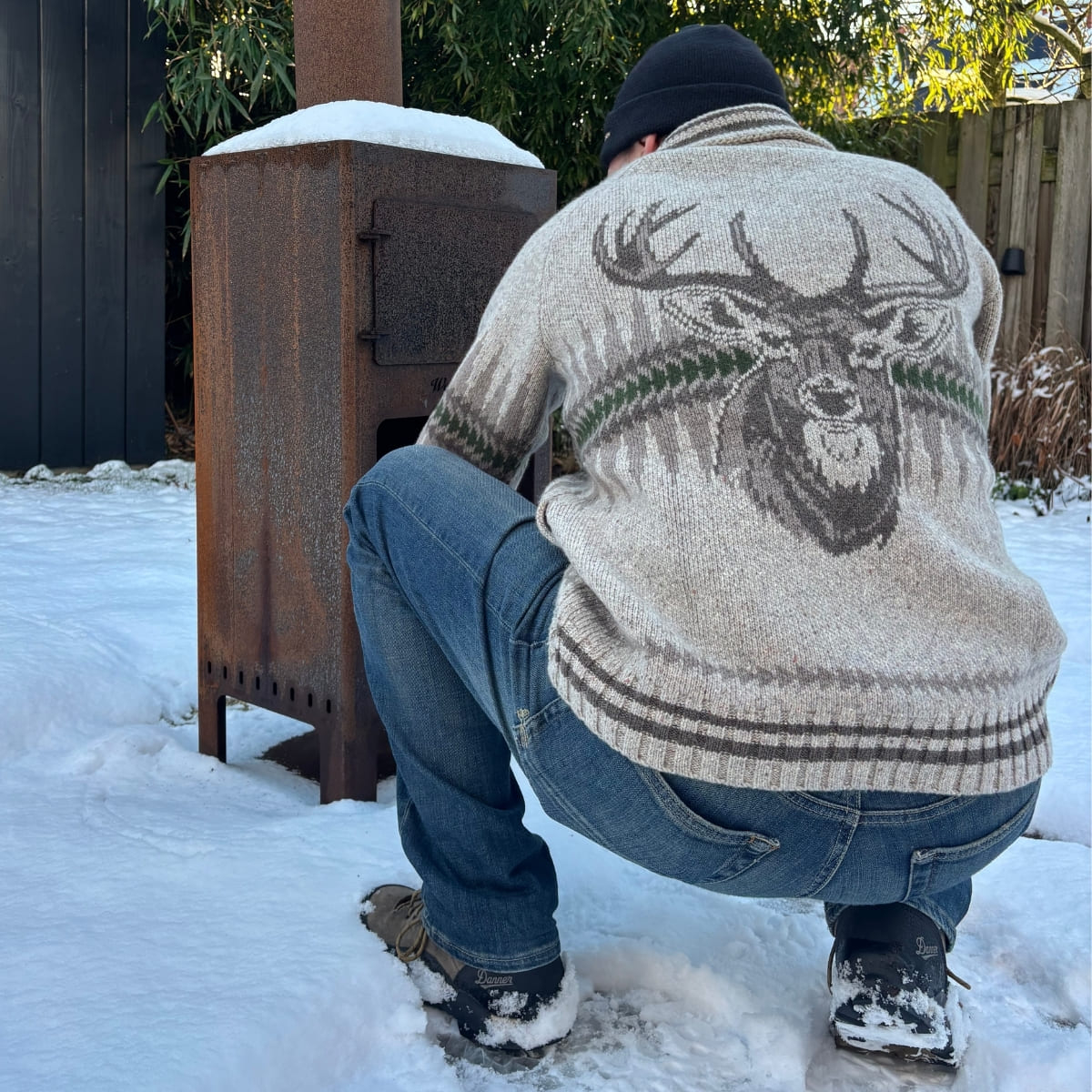 Pendleton Sawtooth Buck Zip Cardigan Oatmea, Hergestellt aus Lammwolle