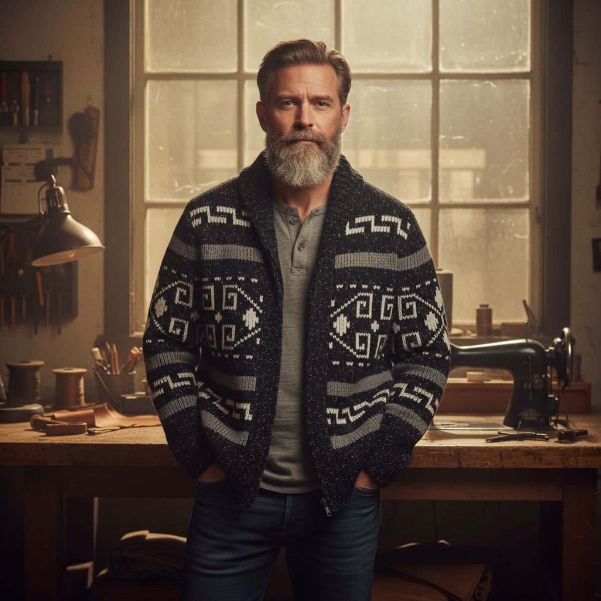 Pendleton The Original Westerley Cardigan Black/Donegal, made of 100% lambswool Pendleton The Original Westerley Cardigan Black/Donegal, made of 100% lambswool