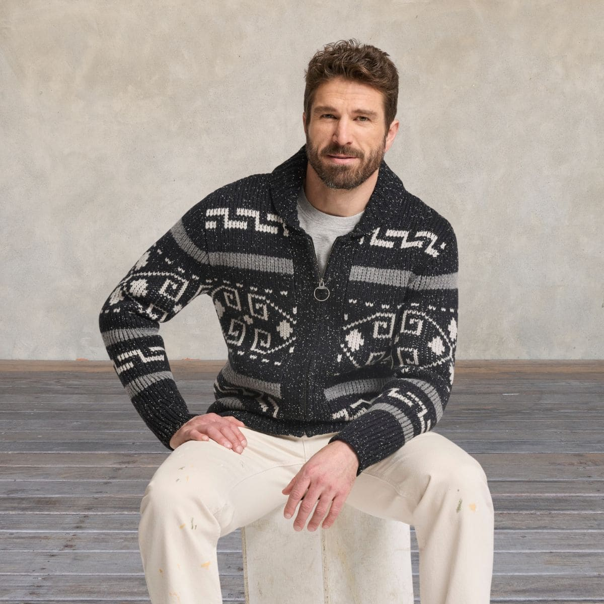 Pendleton The Original Westerley Cardigan Black/Donegal, beautiful knitting pattern. Pendleton The Original Westerley Cardigan Black/Donegal, beautiful knitting pattern.