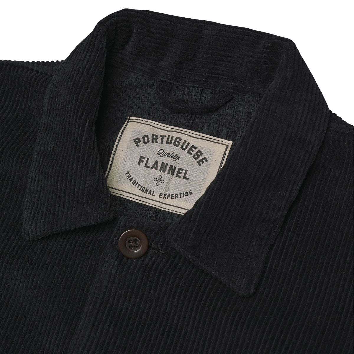 Portuguese Flannel Labura Cotton-Corduroy Overshirt Black, hergestellt aus den feinsten exklusiven Stoffen