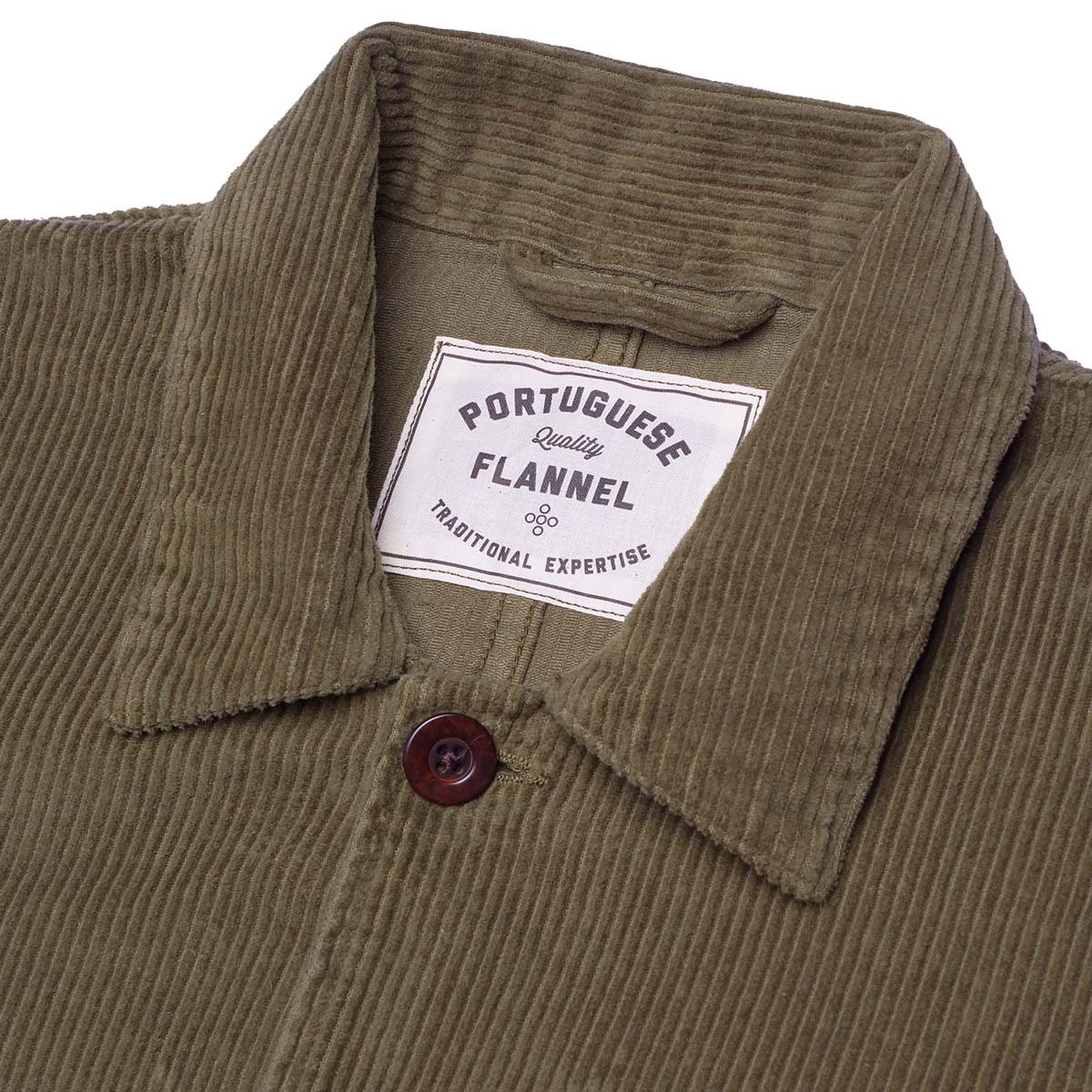 Portuguese Flannel Labura Cotton-Corduroy Overshirt Olive, hergestellt aus den feinsten exklusiven Stoffen