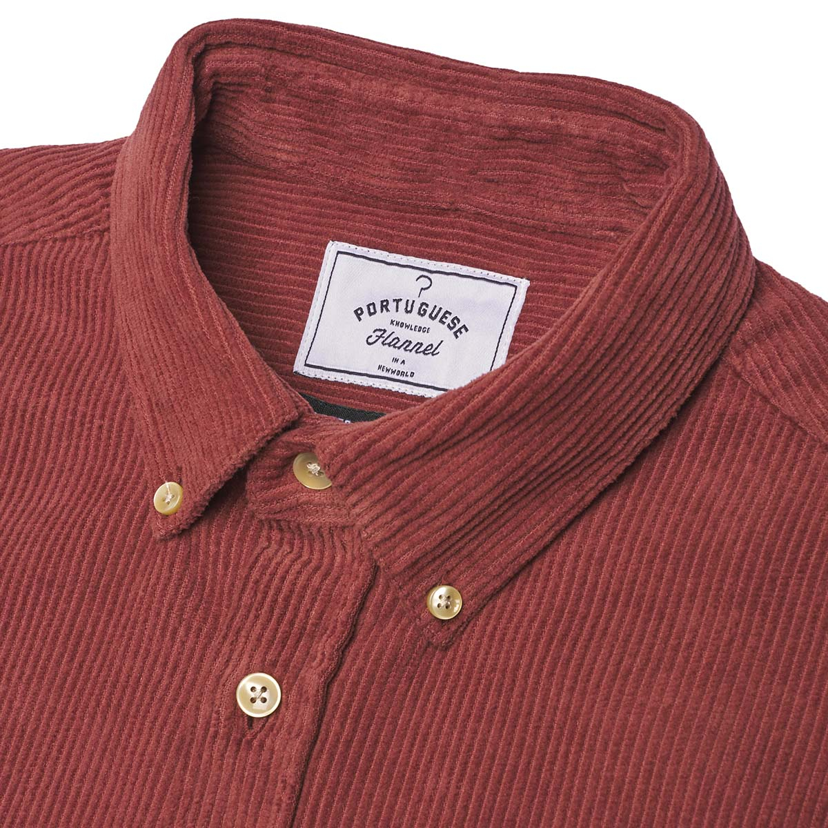 Portuguese Flannel Lobo Cotton-Corduroy Shirt Bordeaux, hergestellt aus den feinsten exklusiven Stoffen