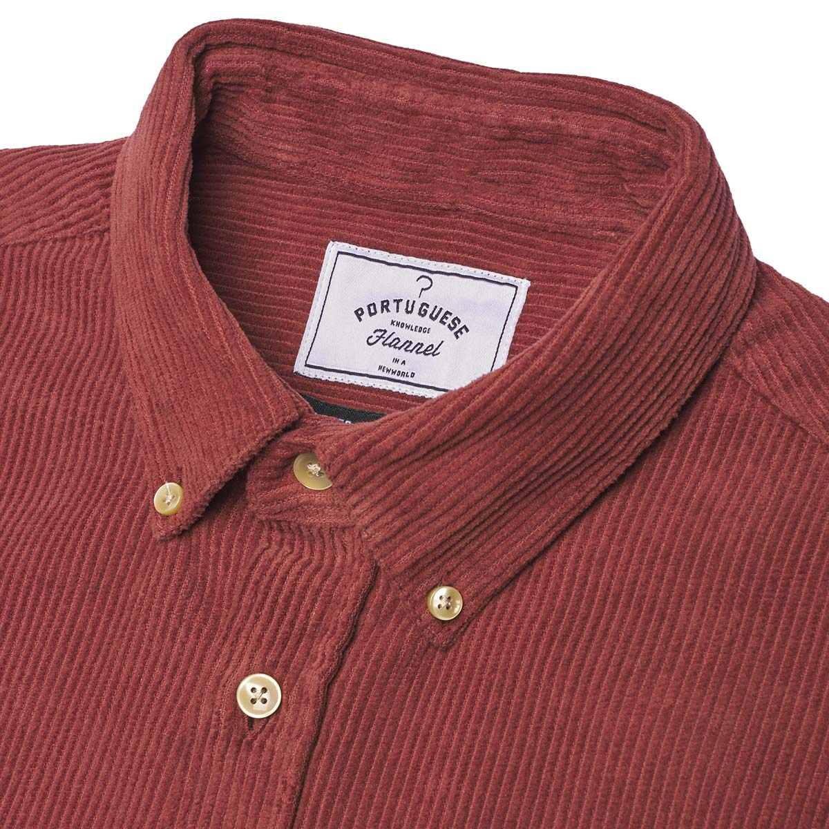Portuguese Flannel Lobo Cotton-Corduroy Shirt Bordeaux, hergestellt aus den feinsten exklusiven Stoffen