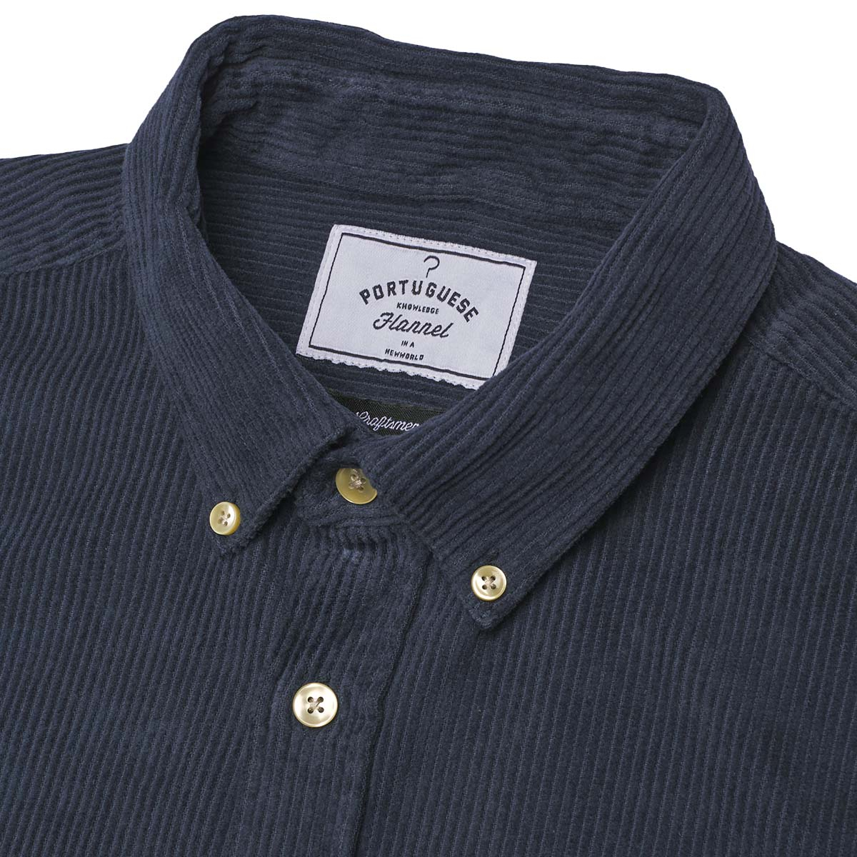 Portuguese Flannel Lobo Cotton-Corduroy Shirt Navy, hergestellt aus den feinsten exklusiven Stoffen