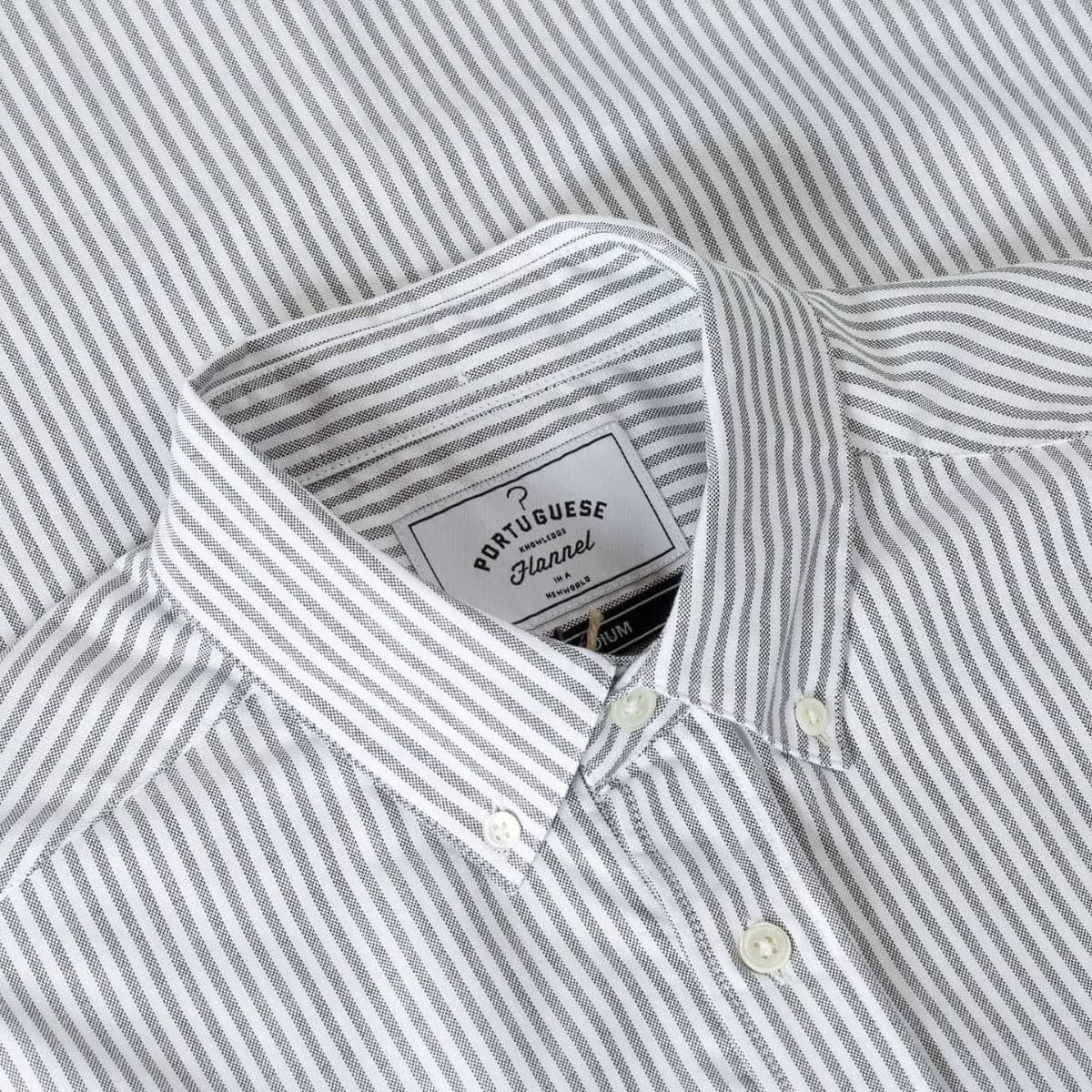 Portuguese Flannel Belavista Stripe Shirt Black, made from soft brushed-fleece and cut for a comfortable fit Portuguese Flannel Belavista Stripe Shirt Black, made from soft brushed-fleece and cut for a comfortable fit
