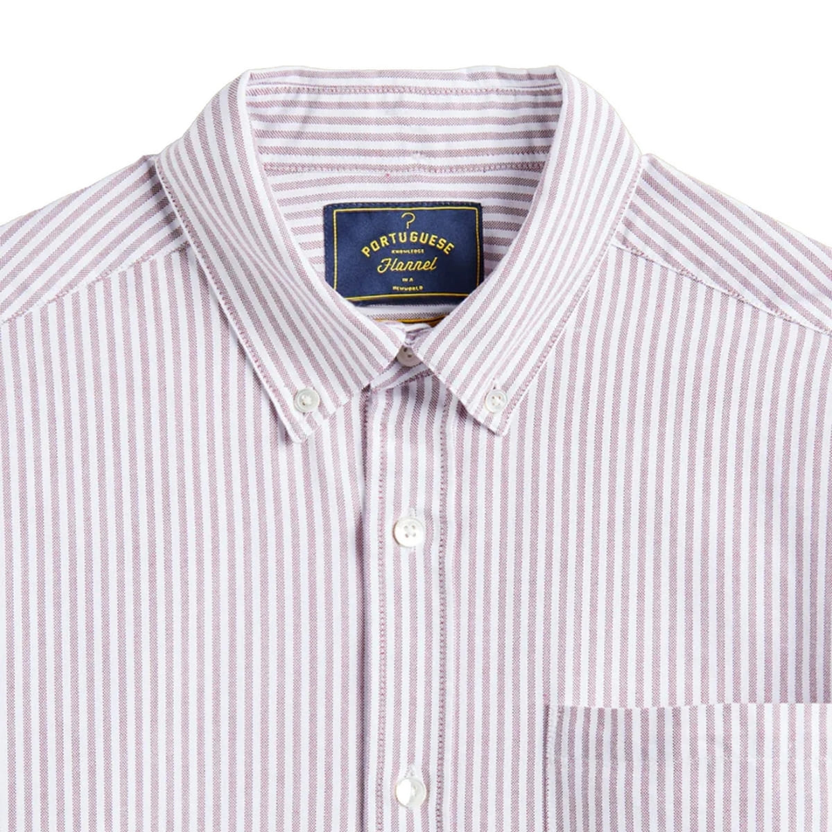 Portuguese Flannel Belavista Stripe Shirt Bordeaux, made from soft brushed-fleece and cut for a comfortable fit Portuguese Flannel Belavista Stripe Shirt Bordeaux, made from soft brushed-fleece and cut for a comfortable fit