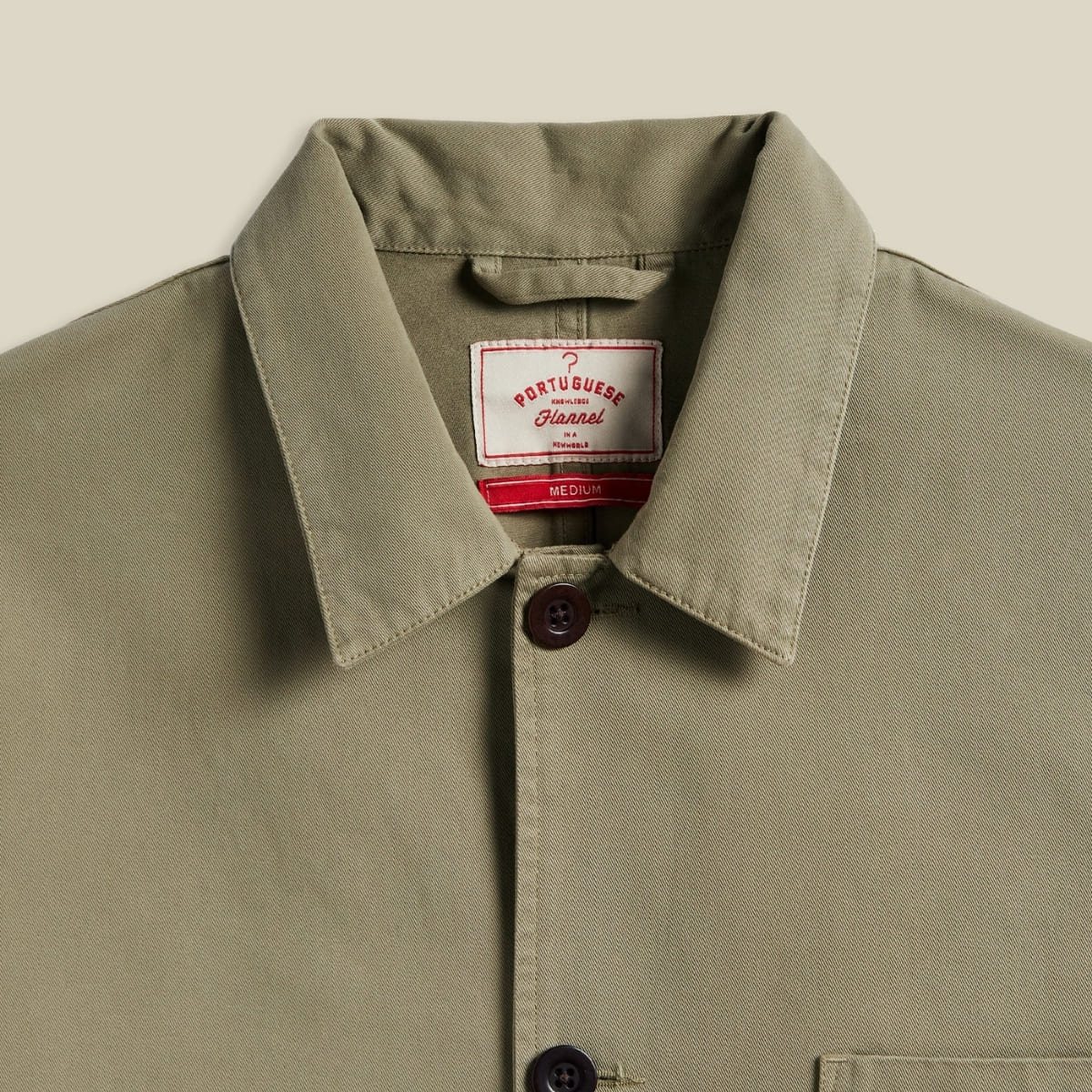 Portuguese Flannel Labura Jacket Olive, made from soft cotton and cut for a comfortable fit