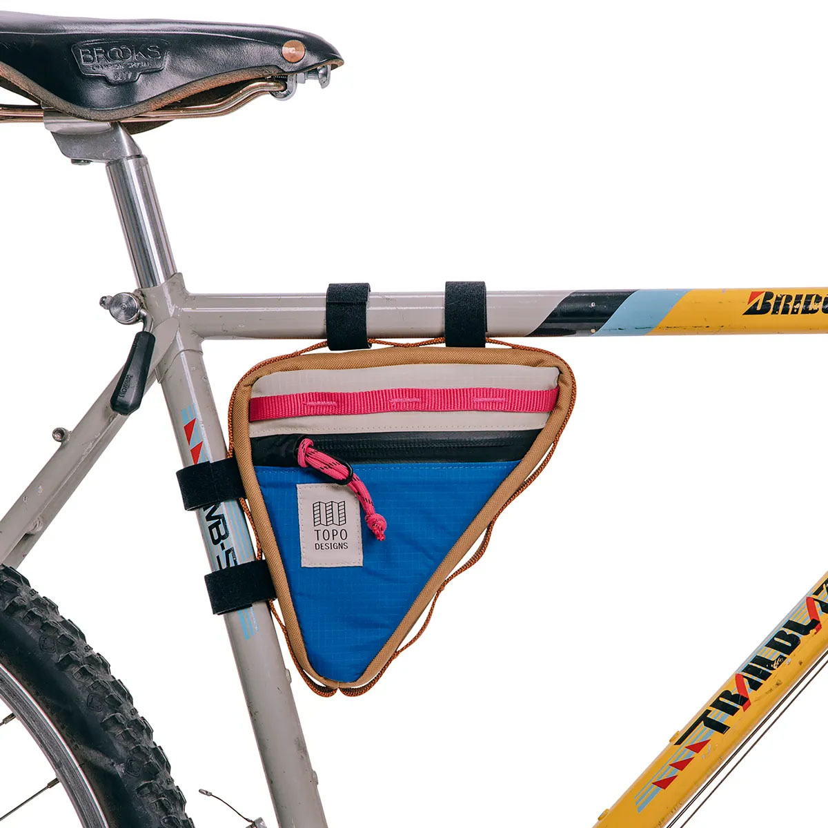 Topo Designs Bike Frame Bag Blue/Bone White, Lässt sich sicher am Oberrohr und am Sitzrohr befestigen, so dass sie leicht zugänglich ist und perfekt sitzt