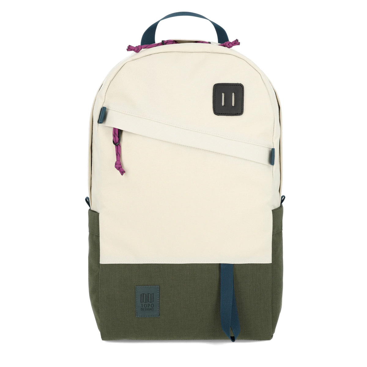 Topo Designs Daypack Classic Bone White/Olive, starker Rucksack in 1000D Nylon mit 15 Zoll Laptopfach und 21.6 Liter Stauraum