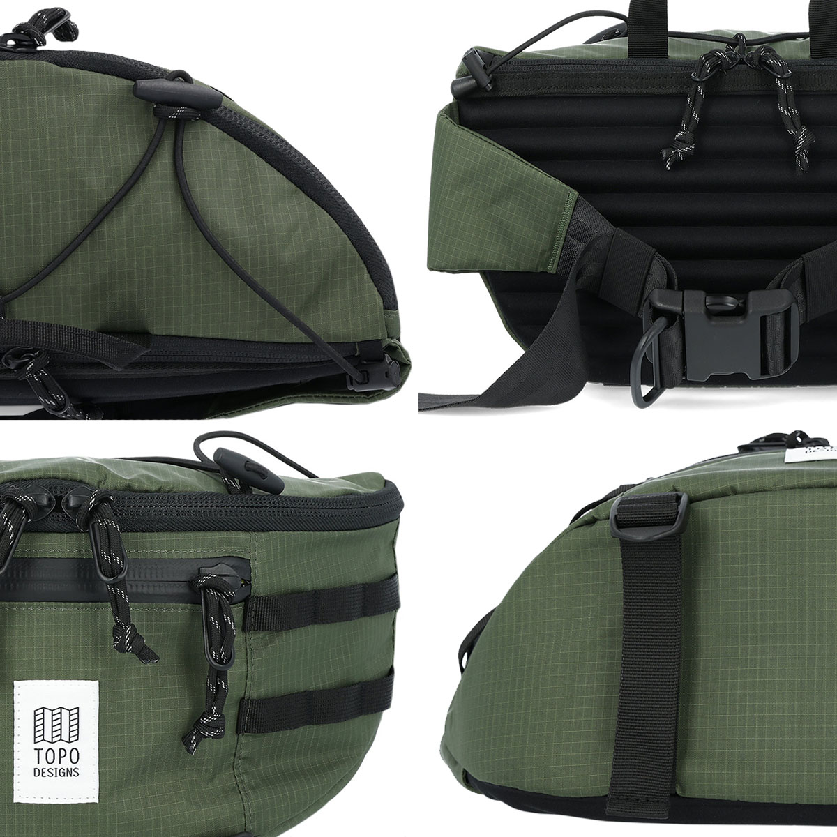 Topo Designs Mountain Sling Bag Olive, Trageoptionen
