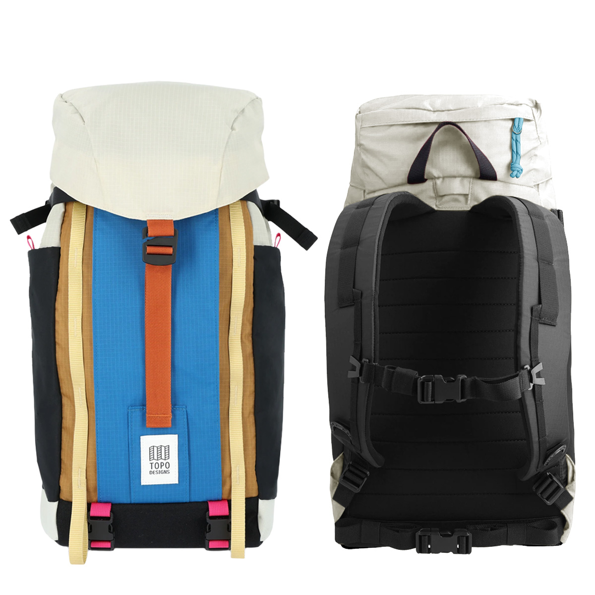 Topo Designs Mountain Pack 16L Bone White/Blue, front and back