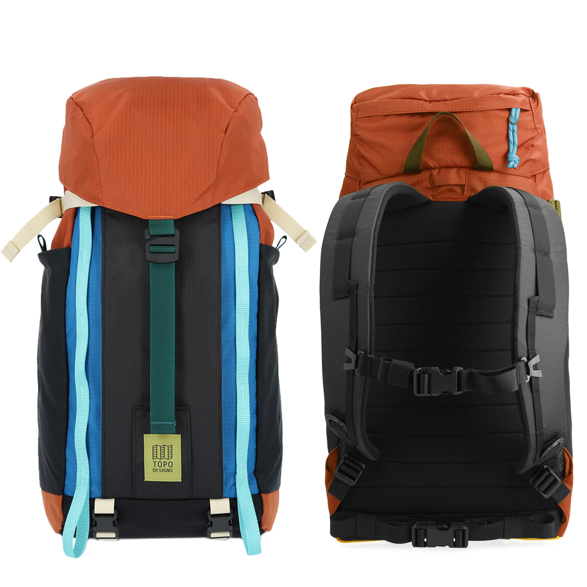 Topo Designs Mountain Pack 16L Clay/Black, front and back
