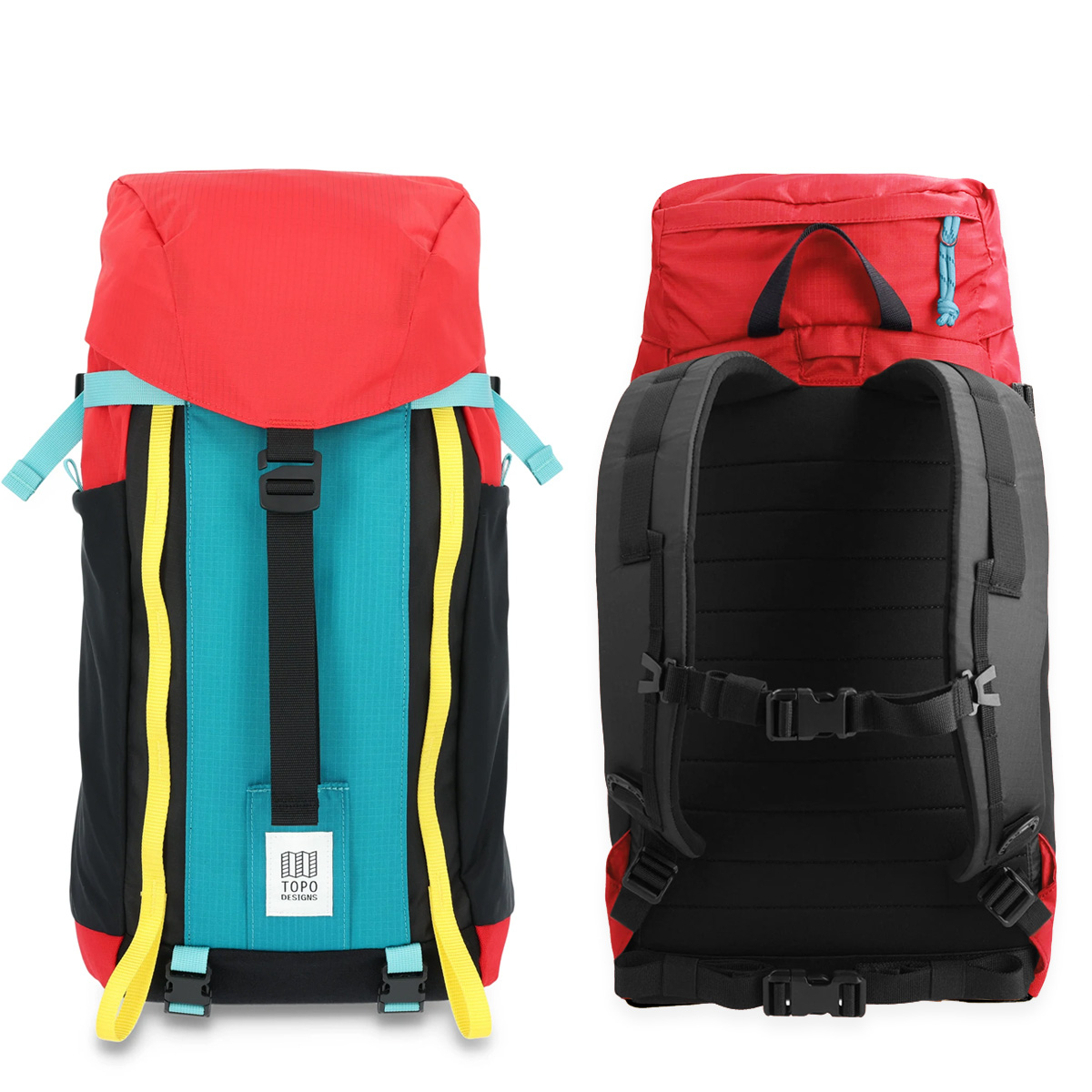 Topo Designs Mountain Pack 16L Red/Turquoise, front and back