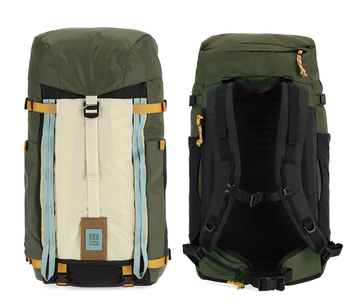 Topo Designs Mountain Pack 28L Bone White/Olive, front and back
