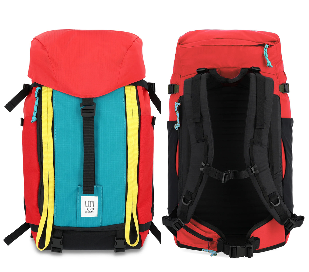 Topo Designs Mountain Pack 28L Red/Turquoise, front and back