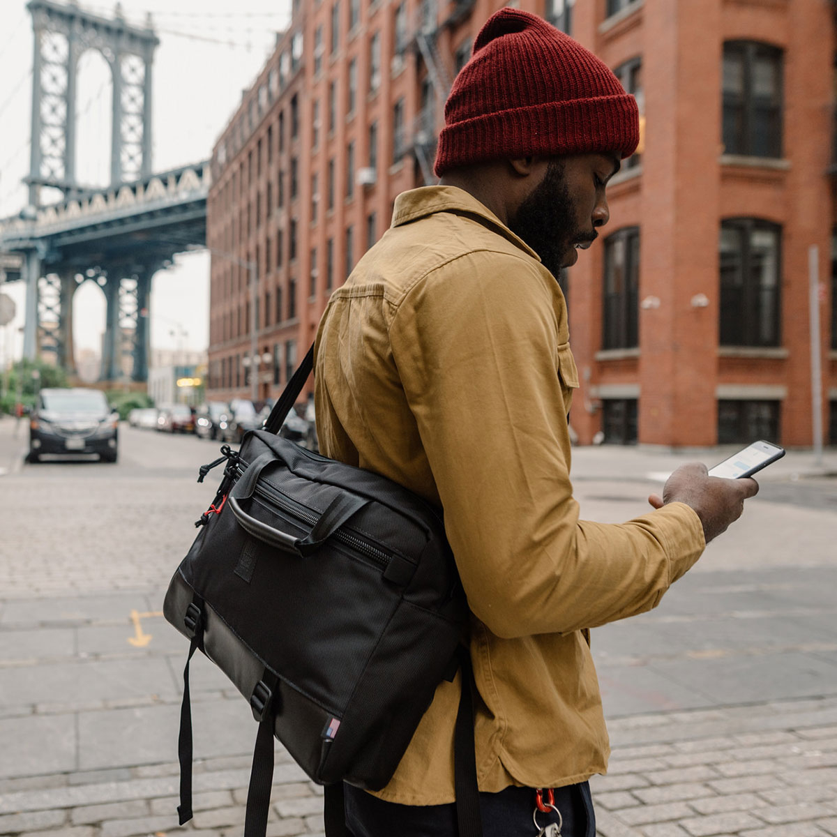 Topo Designs Commuter Briefcase Ballistic/Black Leather, perfect briefcase for Office, Travel, and Everyday