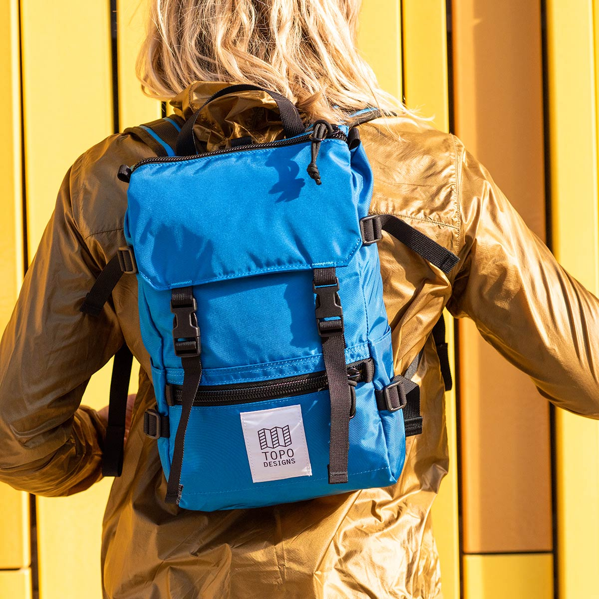 Topo Designs Rover Pack - Mini Blue-Blue, Kompakter Rucksack mit der perfekten Größe für das Einkaufen oder für Wanderungen